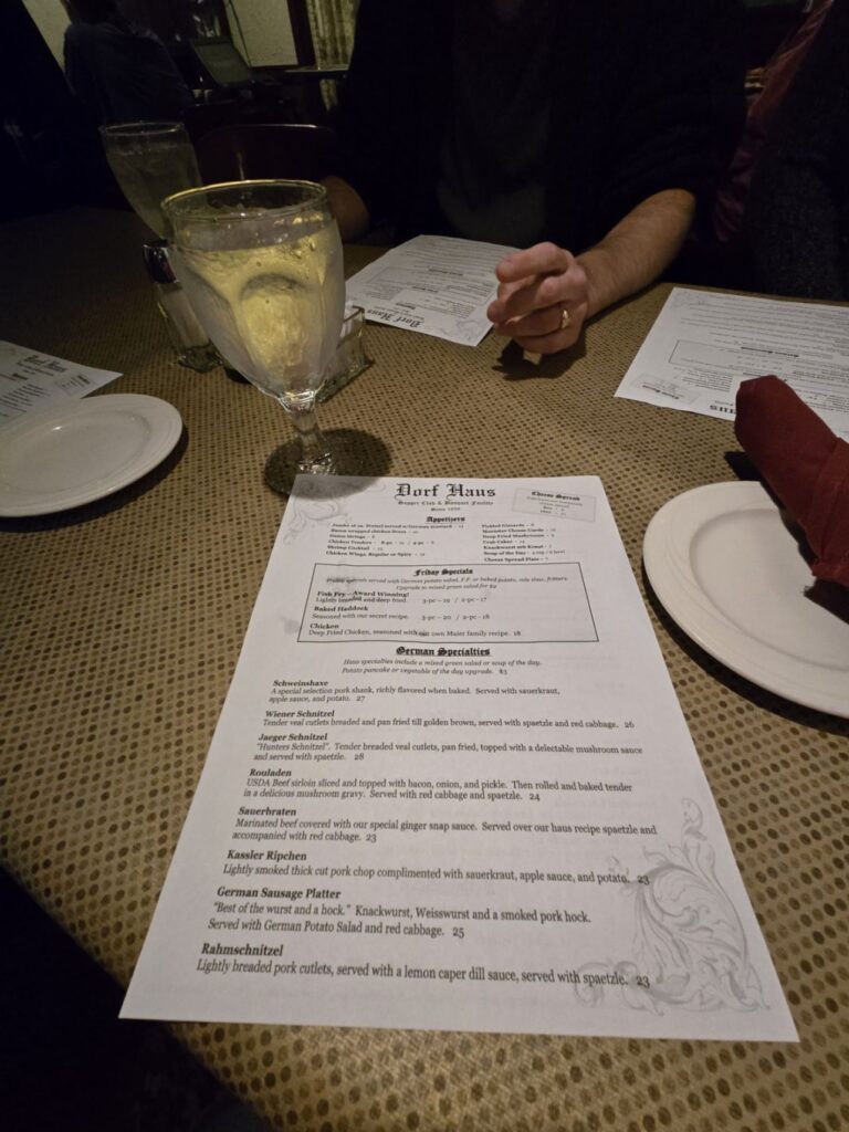 Dorf Haus Supper Club Menu 6